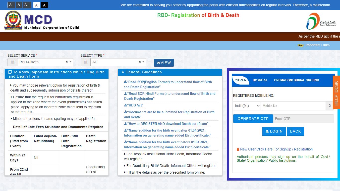Citizen - Portal - Municipal Corporation of Delhi